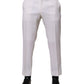 White Polyester Tapered Formal Trouser Pants