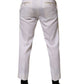 White Polyester Tapered Formal Trouser Pants