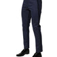 Blue Cotton Tapered Men Formal Trousers Pants