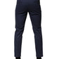 Blue Cotton Tapered Men Formal Trousers Pants