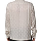 White Silk DG Logo Print Long Sleeves Shirt