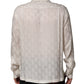 White Silk DG Logo Print Long Sleeves Shirt