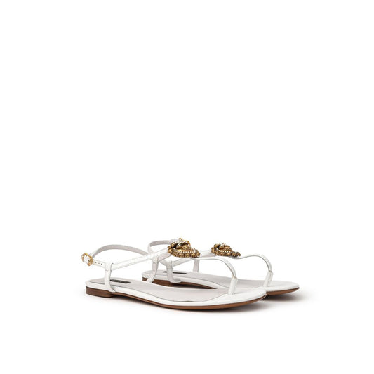 White Leather Flip-Flop Sandal