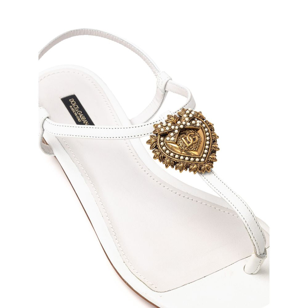 White Leather Flip-Flop Sandal