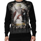 Black Cashmere Cherub Print Baroque Sweater
