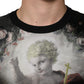 Black Cashmere Cherub Print Baroque Sweater