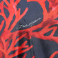 Navy Red Silk Coral Print Pullover Sweater