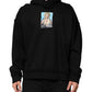Black Printed Hoodie Crystal Embellished Jacket