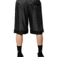 Gray Black Silk DG Logo Men Bermuda Shorts