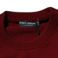 Burgundy Cashmere Lion Crest Pullover Sweater