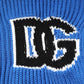 Blue Cotton Logo Patch Ribbed Knit Cardigan Sweater