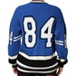 Blue Cotton Logo Patch Ribbed Knit Cardigan Sweater