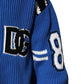 Blue Cotton Logo Patch Ribbed Knit Cardigan Sweater