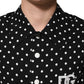 Black Polka Dot Short Sleeves Collared Polo T-shirt