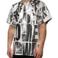 White Cotton Silver Metallic Slogan Print T-shirt