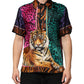 Multicolor Silk Tiger Print Hawaiian T-shirt