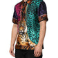 Multicolor Silk Tiger Print Hawaiian T-shirt
