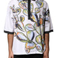 White Sketch Print Oversized Mens Polo T-shirt