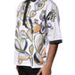 White Sketch Print Oversized Mens Polo T-shirt