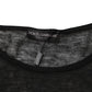 Black Linen Mesh Tattered Longsleeves T-shirt