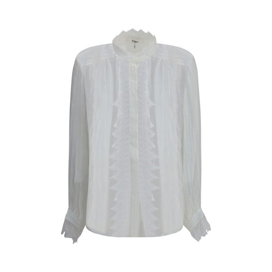Ruffled silk muslin and lace Blouse