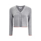 Ladder Full Needle Rib Stitch V Neck Car