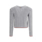 Ladder Full Needle Rib Stitch V Neck Car