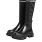 Black White Polyester Socks High Boots Shoes