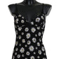 Elegant Black Daisy Floral Lace Chemise Dress