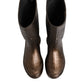 Metallic Bronze Pull On Rain Boots Shoes