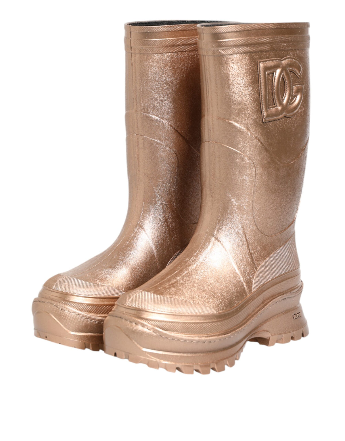 Rose Gold Rubber Pull On Rain Boots  Shoes