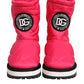 Pink White Viscose Padded Mid Calf Boots Shoes