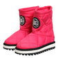 Pink White Viscose Padded Mid Calf Boots Shoes