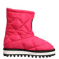 Pink White Viscose Padded Mid Calf Boots Shoes
