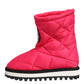 Pink White Viscose Padded Mid Calf Boots Shoes