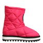 Pink White Viscose Padded Mid Calf Boots Shoes