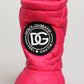Pink White Viscose Padded Mid Calf Boots Shoes