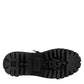 Black White Padded Mid Calf Lace Up Boots Shoes