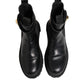 Black Calfskin DG Logo Strap Ankle Boots Shoes