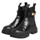 Black Calfskin DG Logo Strap Ankle Boots Shoes