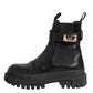 Black Calfskin DG Logo Strap Ankle Boots Shoes