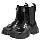 Black Crystal Embellished Combat Boots Shoes