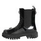 Black Crystal Embellished Combat Boots Shoes
