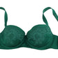 Enchanting Green Floral Lace Silk Bra