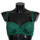 Enchanting Green Floral Lace Silk Bra