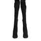 Black Suede Leather Knee High Boots Shoes