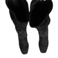 Black Suede Leather Knee High Boots Shoes