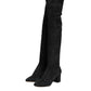 Black Suede Leather Knee High Boots Shoes