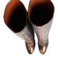 Brown Python Snakeskin Print Riding Boots Shoes
