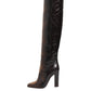 Brown Python Snakeskin Print Riding Boots Shoes
